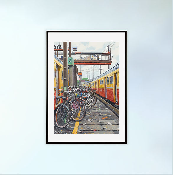 自転車のアートポスター黒フレームあり