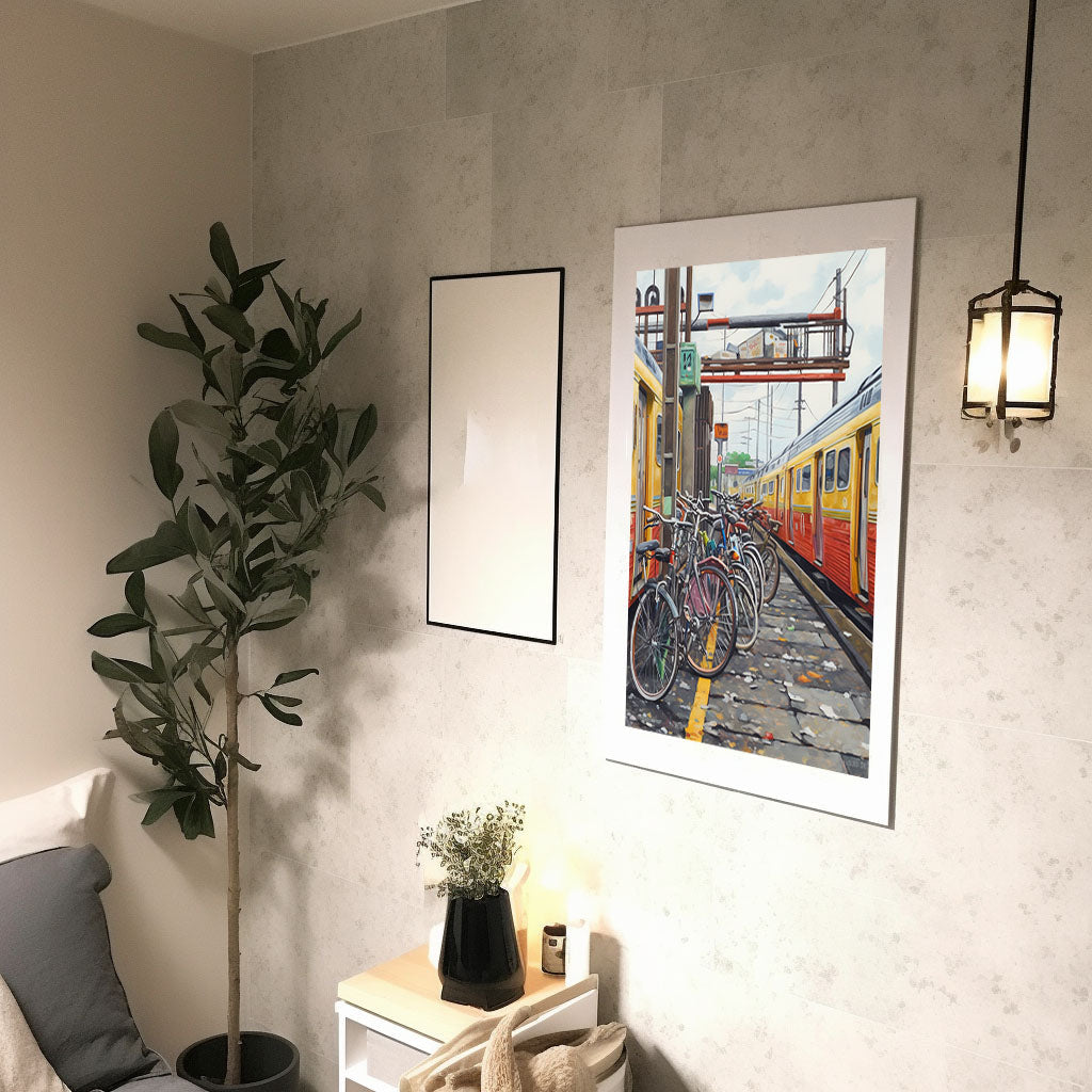 自転車のアートポスター廊下配置イメージ