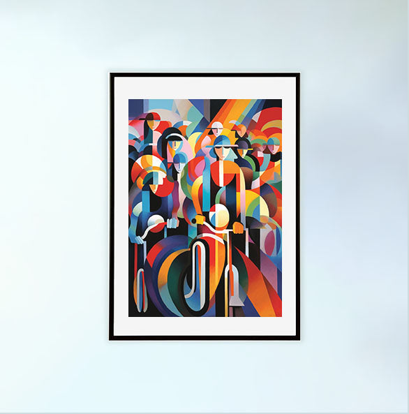 自転車のアートポスター黒フレームあり