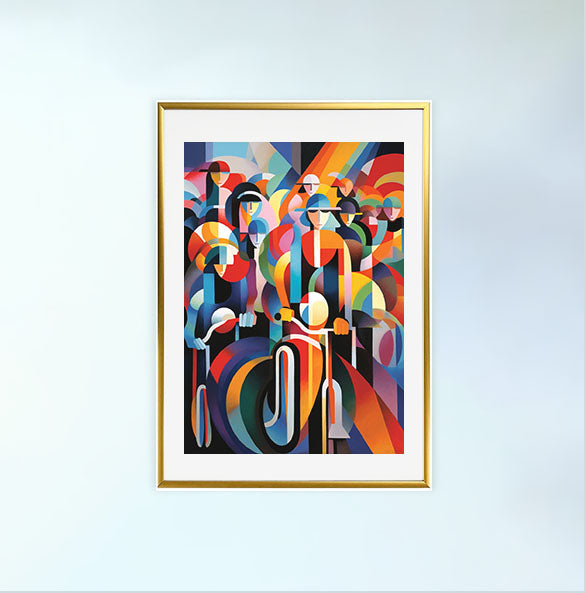 自転車のアートポスター金フレームあり