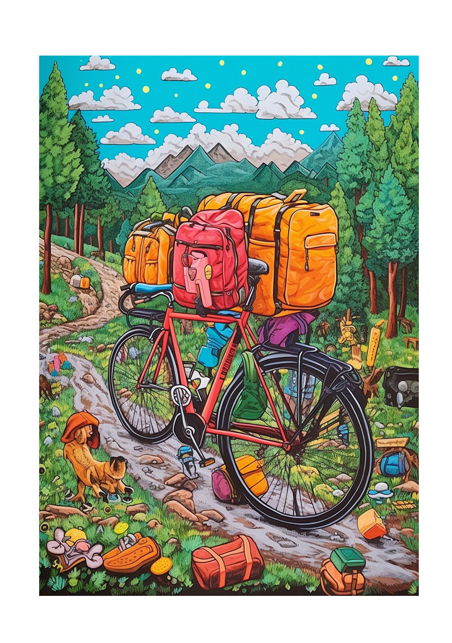 自転車のアートポスター原画のみ