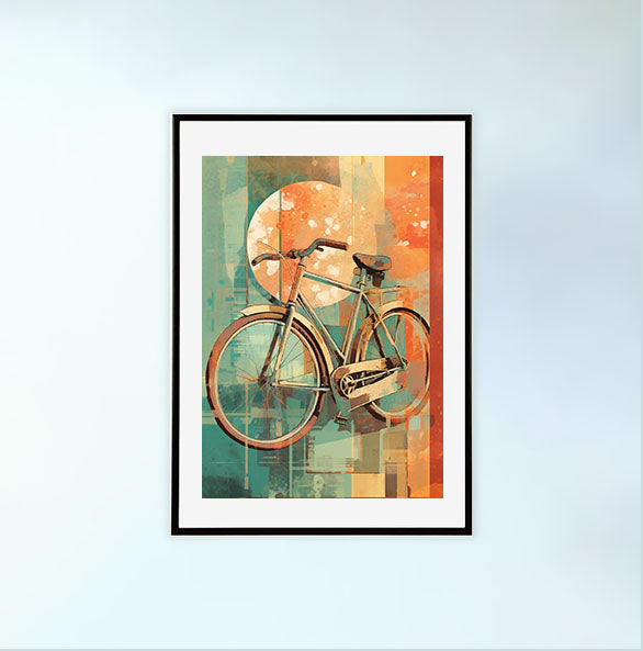 自転車のアートポスター黒フレームあり