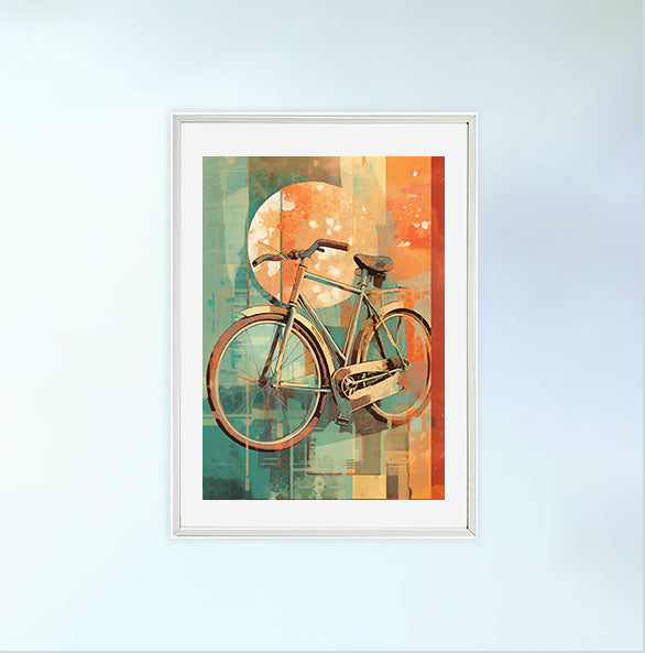 自転車のアートポスター白フレームあり