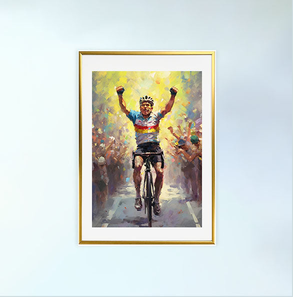 自転車のアートポスター金フレームあり