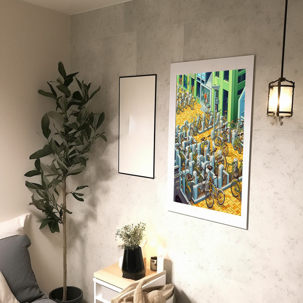 自転車のアートポスター廊下配置イメージ