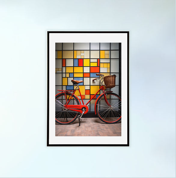 自転車のアートポスター黒フレームあり