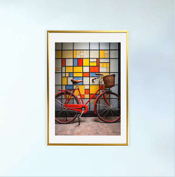 自転車のアートポスター金フレームあり