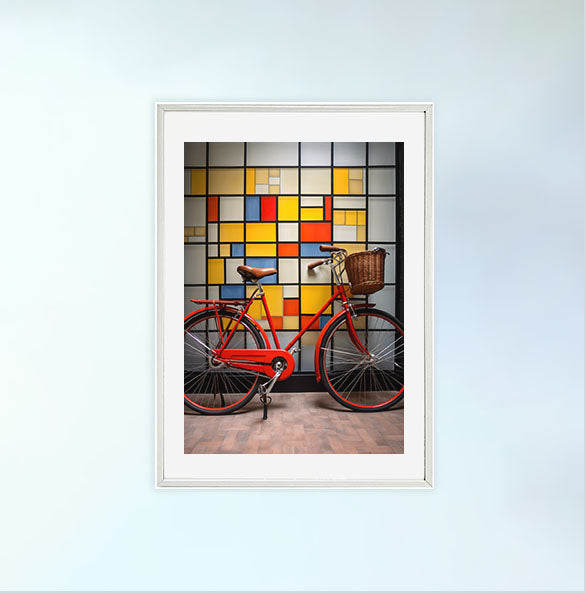 自転車のアートポスター白フレームあり