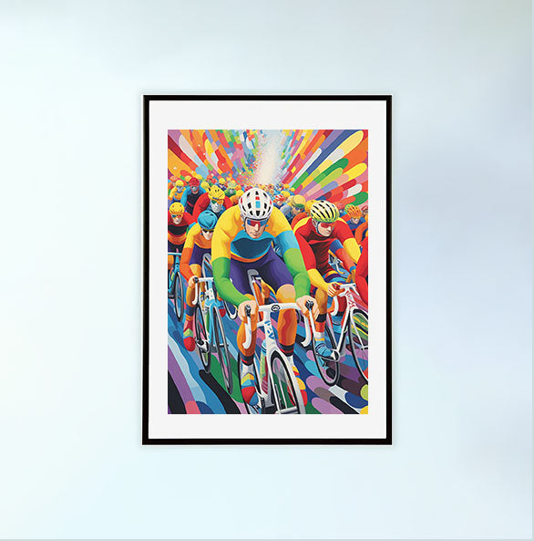 自転車のアートポスター黒フレームあり