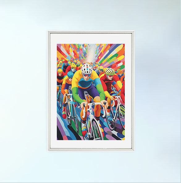 自転車のアートポスター銀フレームあり