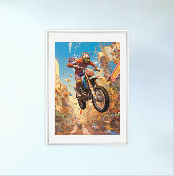 自転車のアートポスター白フレームあり