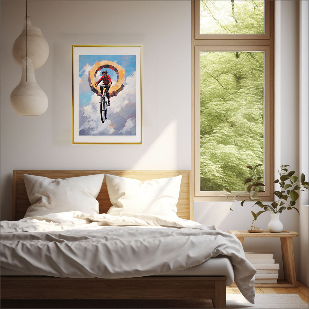 自転車のアートポスター寝室配置イメージ