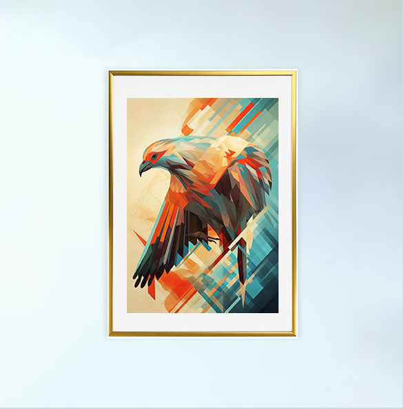 鳥のアートポスター金フレームあり