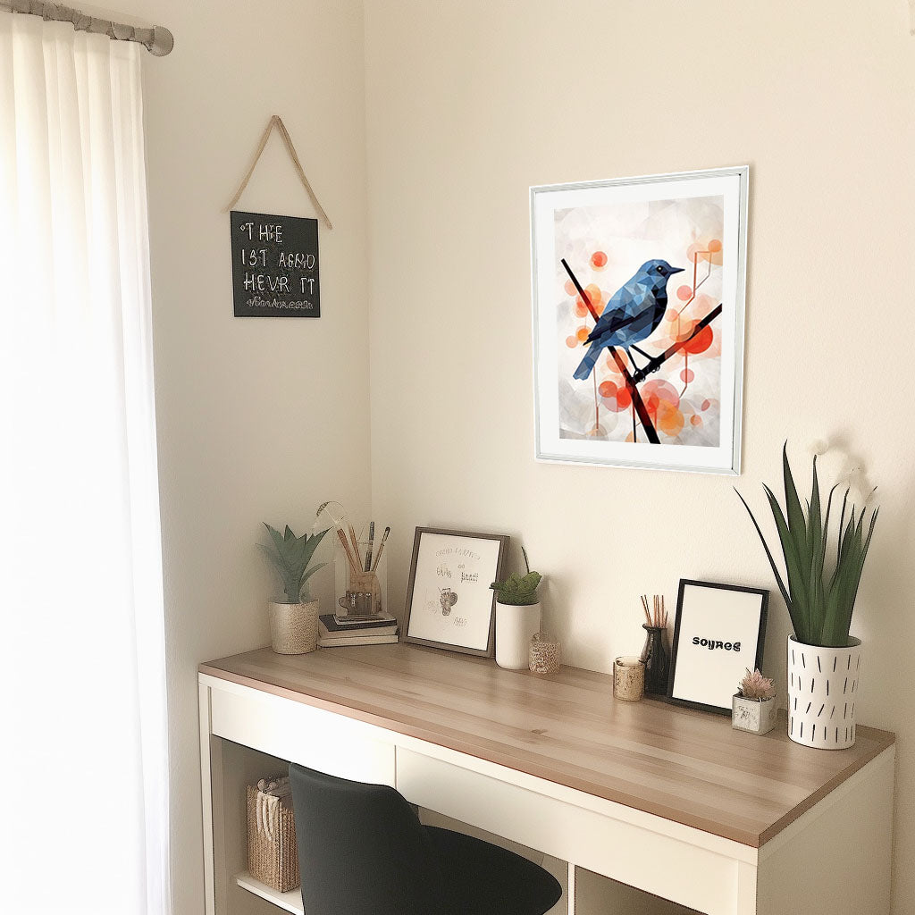 鳥のアートポスター机配置イメージ
