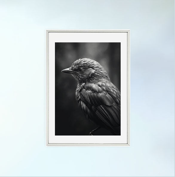 鳥のアートポスター銀フレームあり