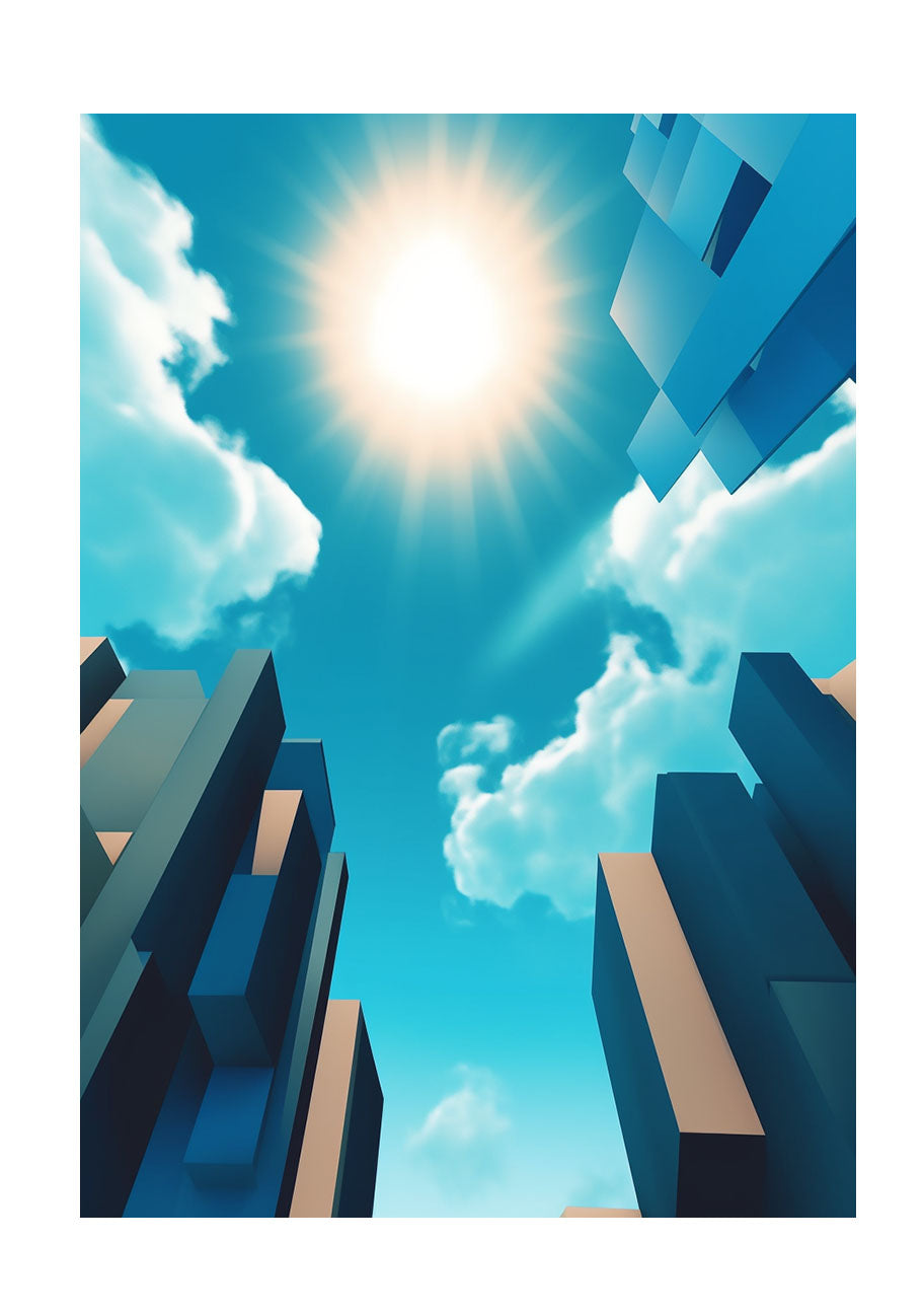 青い空のアートポスター原画のみ
