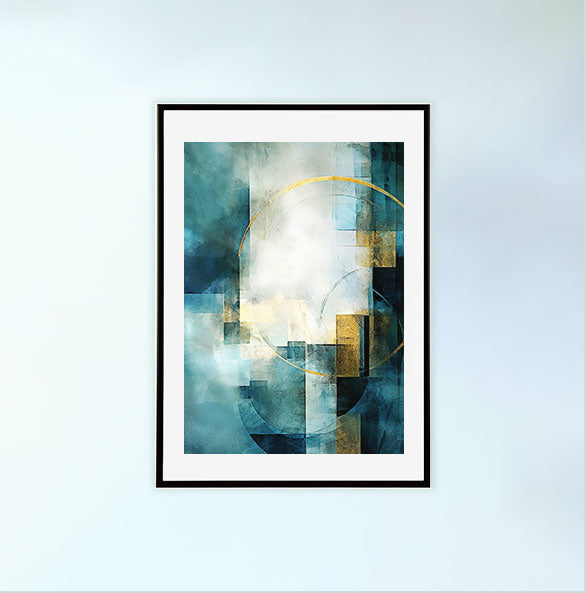 青い空のアートポスター黒フレームあり