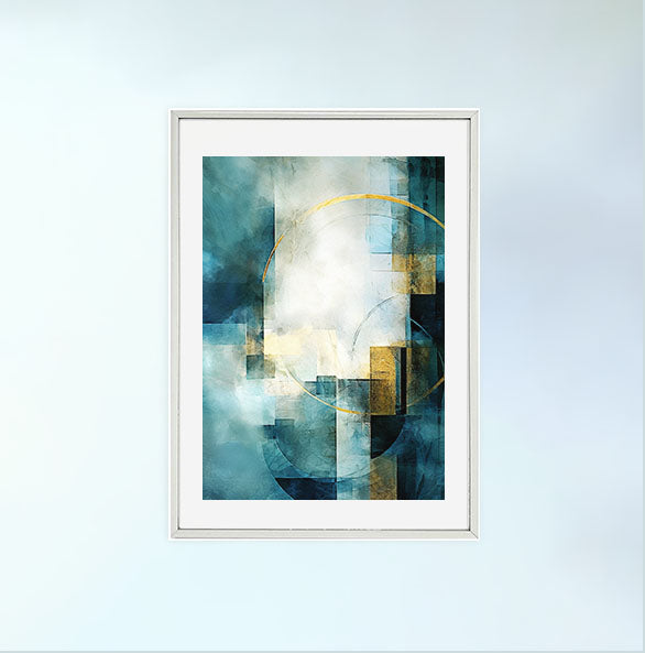 青い空のアートポスター銀フレームあり