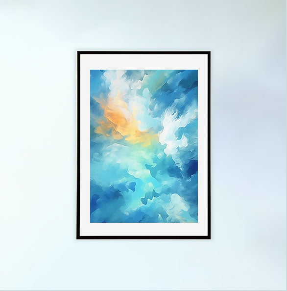 青い空のアートポスター黒フレームあり