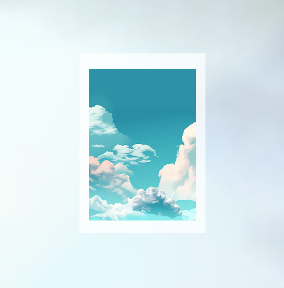 青い空のアートポスター原画のみ設置イメージ