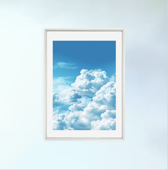 青い空のアートポスター銀フレームあり