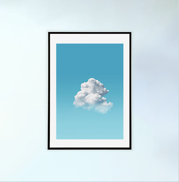 青い空のアートポスター黒フレームあり