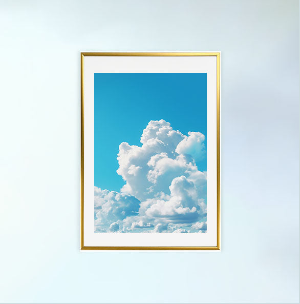青い空のアートポスター金フレームあり