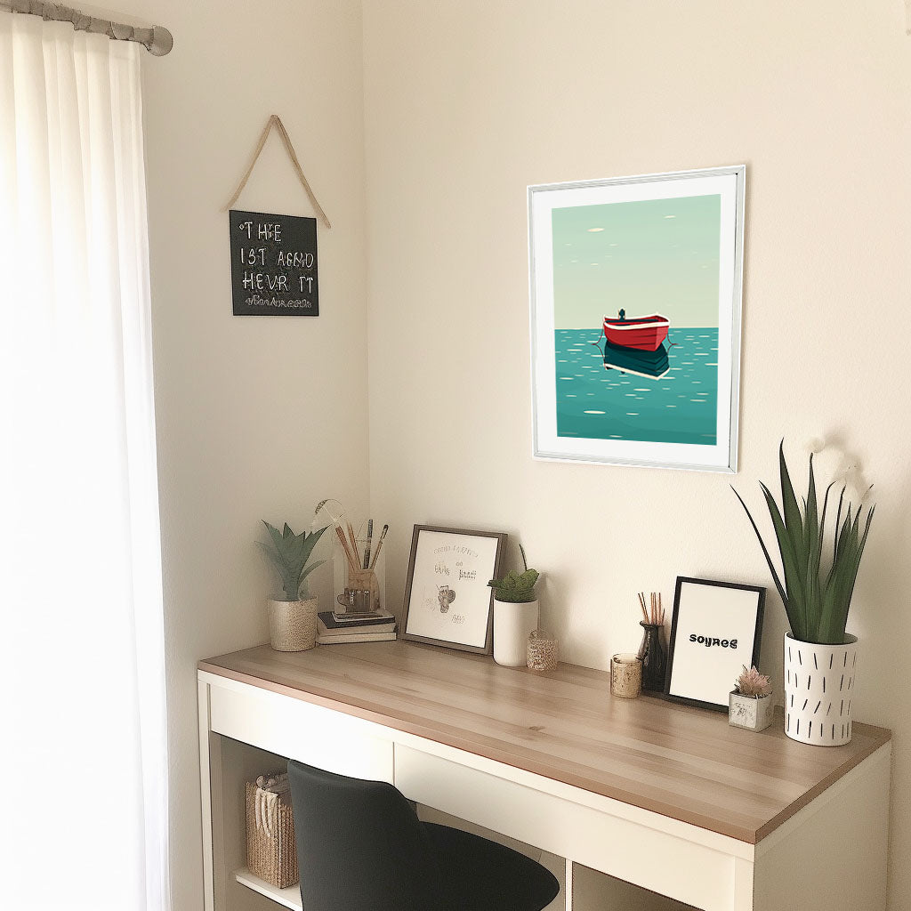 ボートのアートポスター机配置イメージ