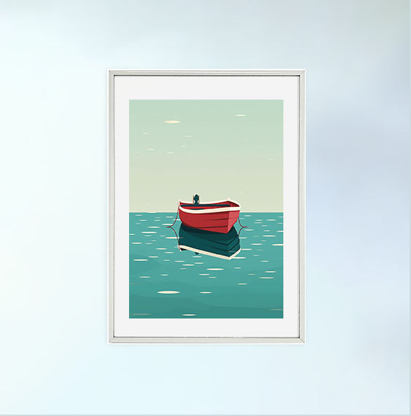 ボートのアートポスター銀フレームあり