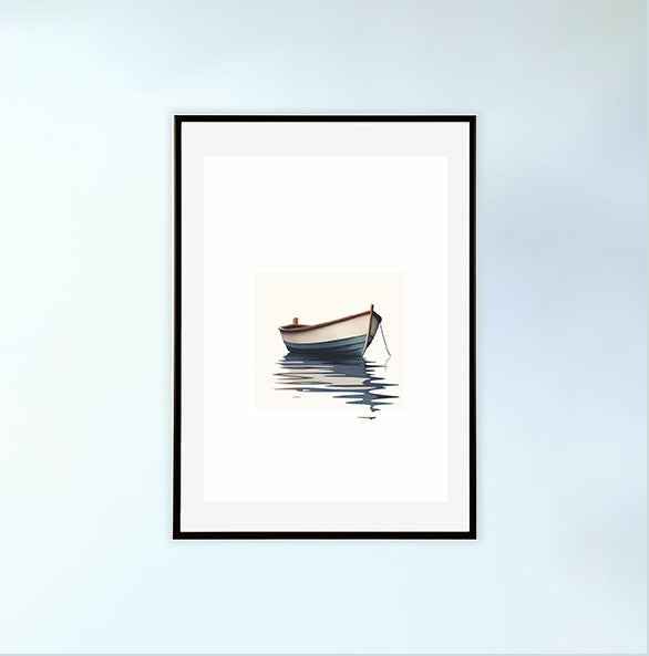ボートのアートポスター黒フレームあり