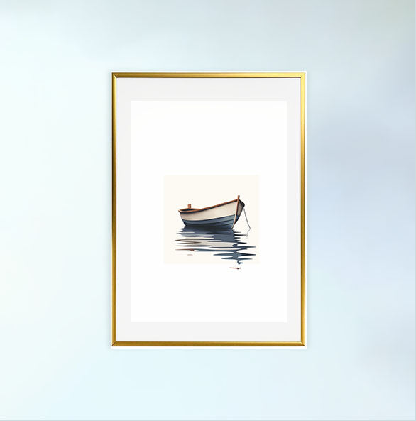 ボートのアートポスター金フレームあり
