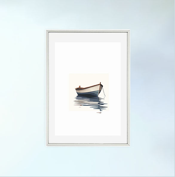 ボートのアートポスター銀フレームあり