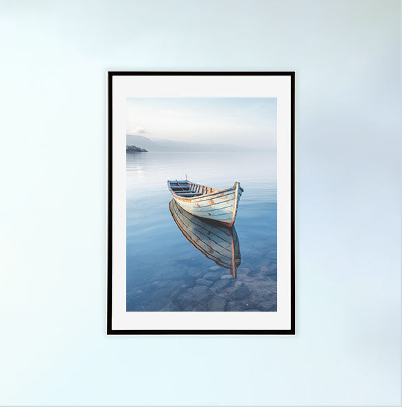 ボートのアートポスター黒フレームあり