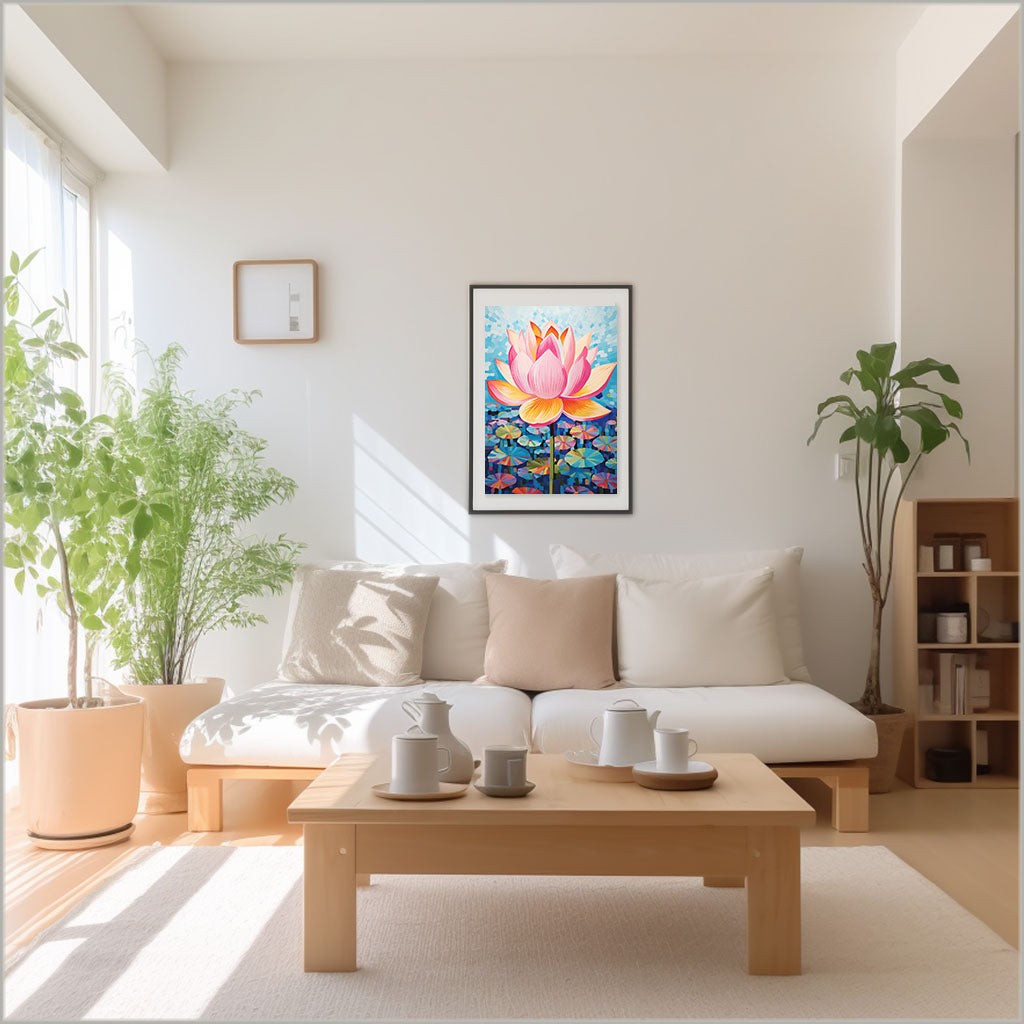 ボタニカルのアートポスター:botanical_e5e9 / 植物__のポスター画像リビングに設置したイメージ