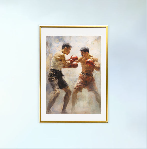 ボクシングのアートポスター金フレームあり