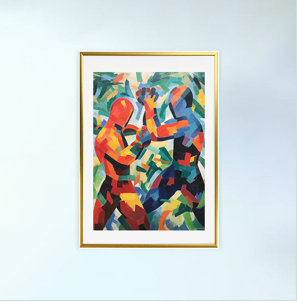 ボクシングのアートポスター金フレームあり