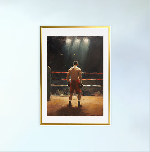 ボクシングのアートポスター金フレームあり