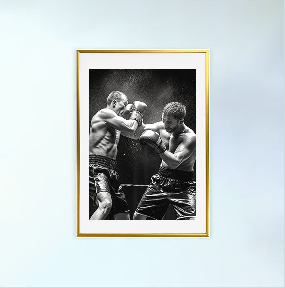 ボクシングのアートポスター金フレームあり