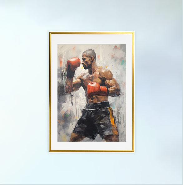 ボクシングのアートポスター金フレームあり