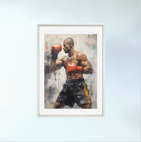 ボクシングのアートポスター銀フレームあり