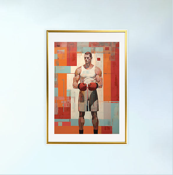 ボクシングのアートポスター金フレームあり