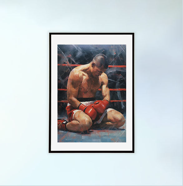 ボクシングのアートポスター黒フレームあり