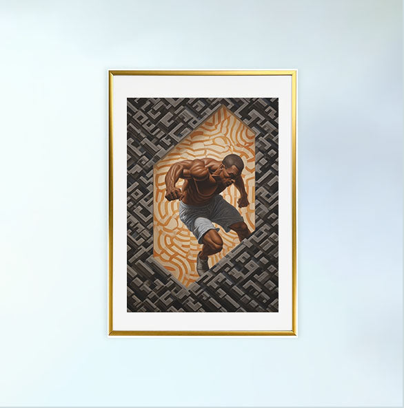 ボクシングのアートポスター金フレームあり