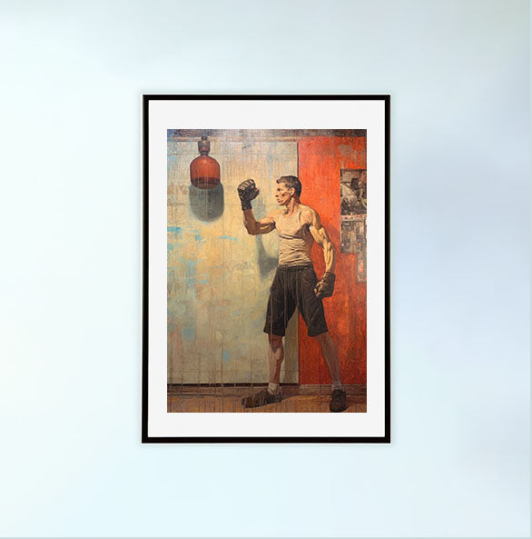 ボクシングのアートポスター黒フレームあり