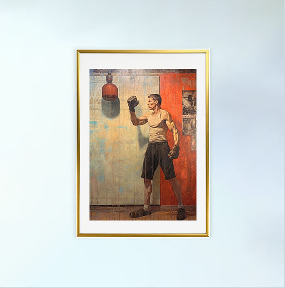 ボクシングのアートポスター金フレームあり