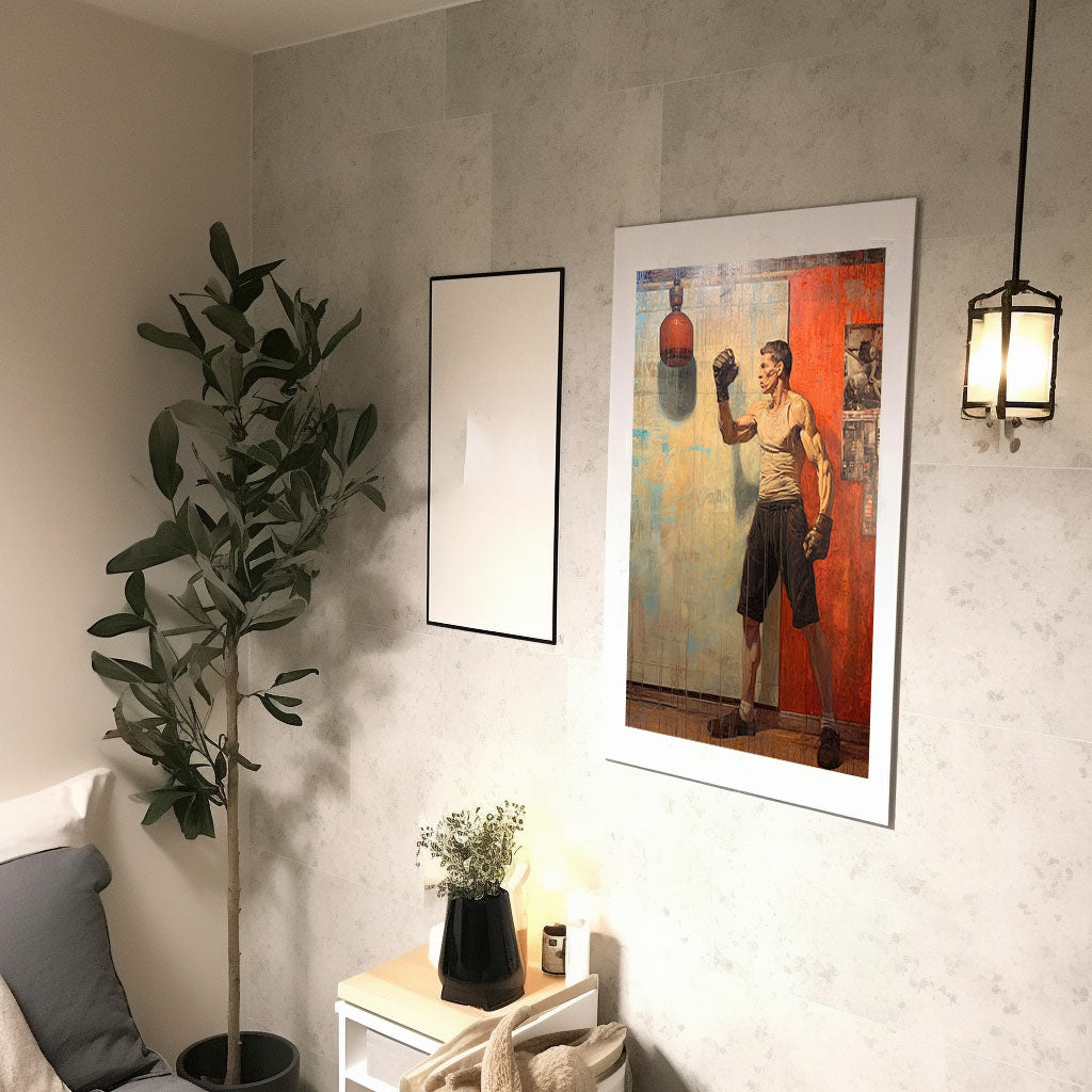 ボクシングのアートポスター廊下配置イメージ