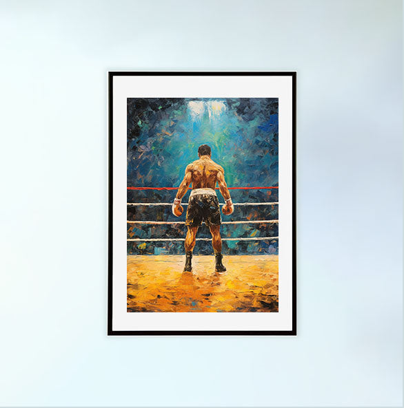 ボクシングのアートポスター黒フレームあり