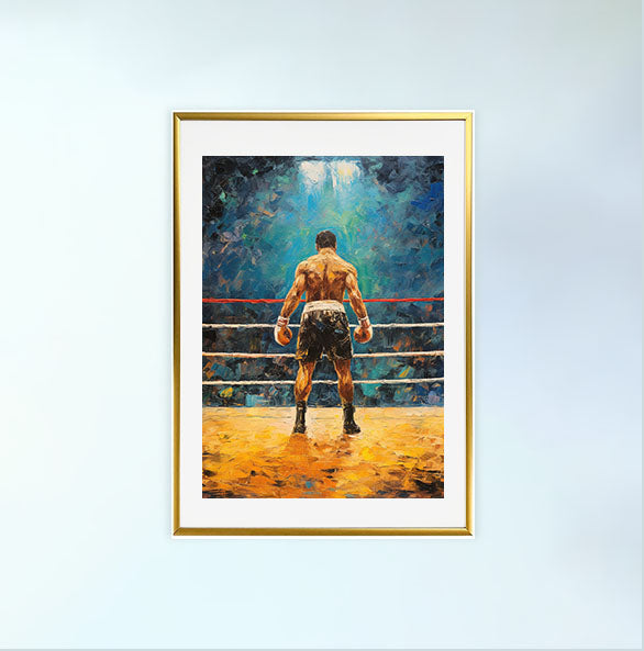 ボクシングのアートポスター金フレームあり