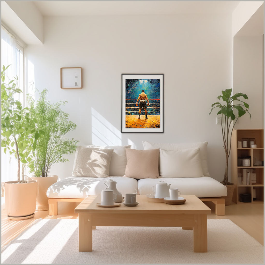 ボクシングのアートポスターリビング配置イメージ