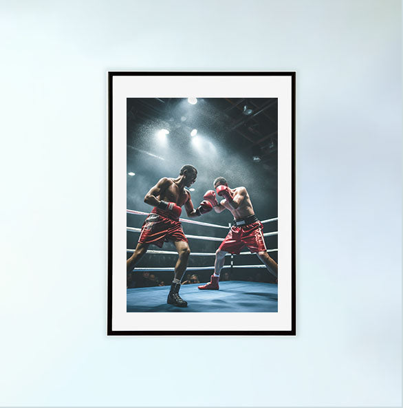 ボクシングのアートポスター黒フレームあり